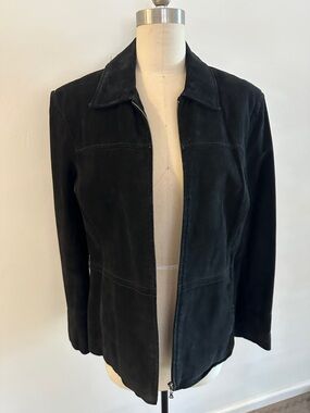Bernardo Black Suede Zip-Front Jacket
